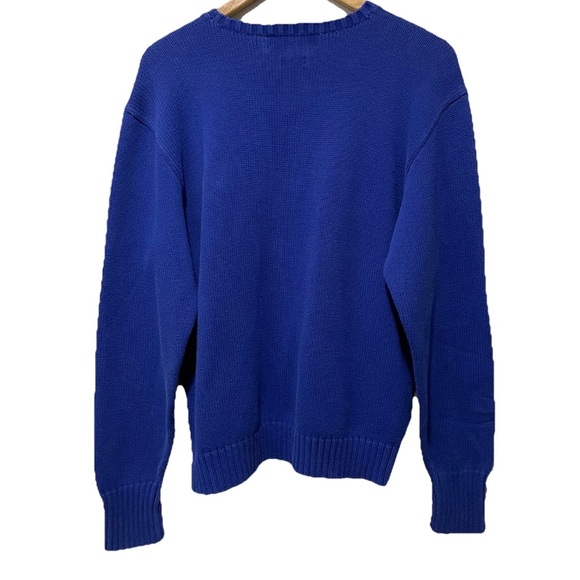 Polo Ralph Lauren Men XL Royal Blue Cotton Knit Sweater Red Pony - Picture 6 of 8